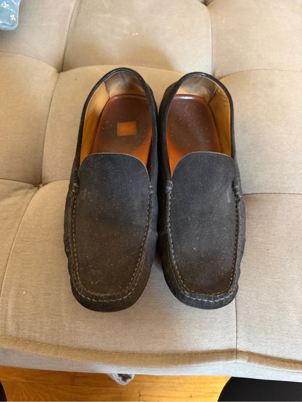 Hugo Boss Black Suede Slip-On Loafers